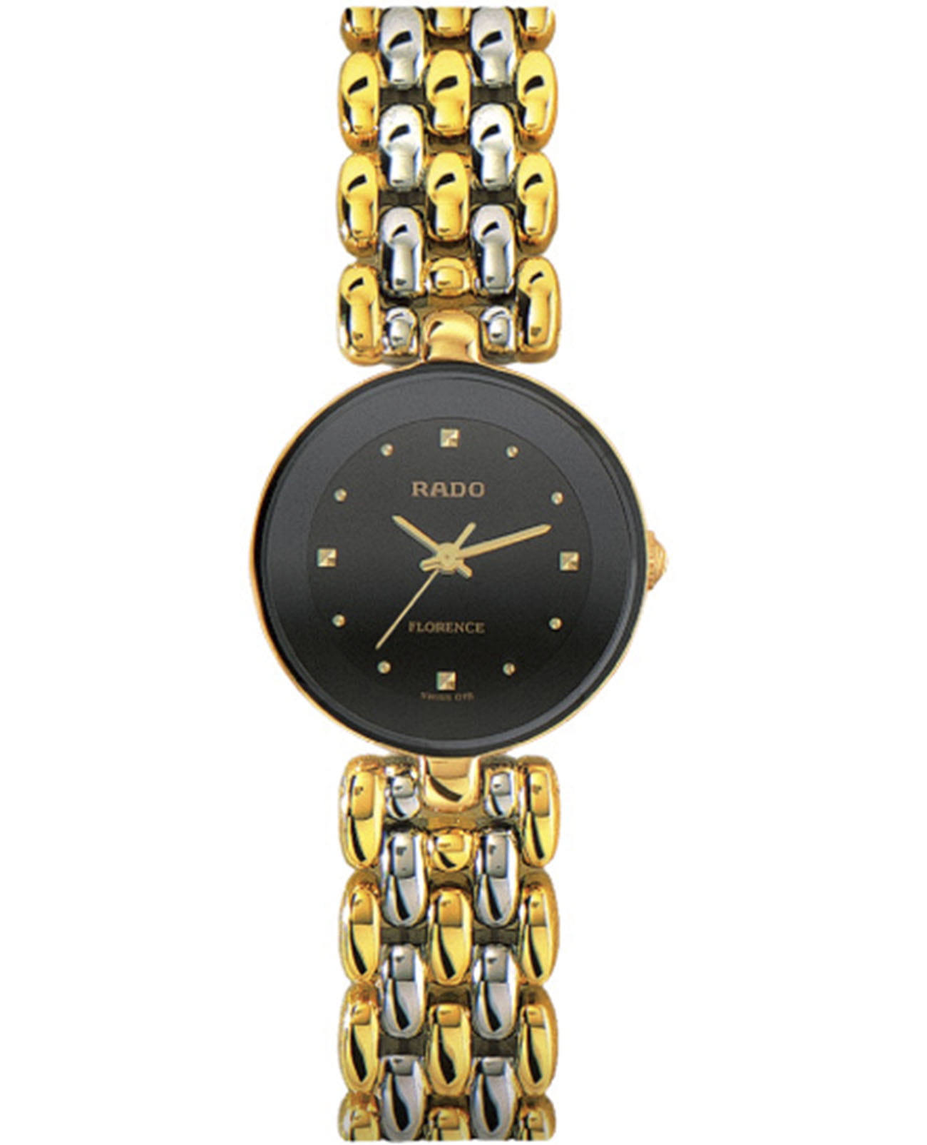 Rado Rado Florence R48745154  R48745154 кварцевые женские часы черный циферблат, браслет нержавеющая сталь с pvd-покрытием — вид спереди