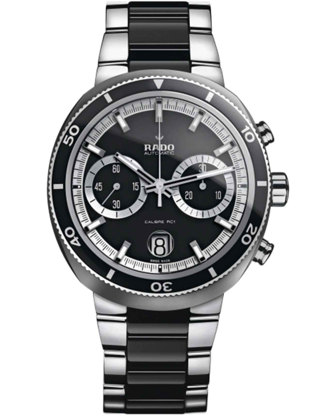 Rado Rado D-Star R15965152 Automatic R15965152 механические мужские часы черный циферблат, браслет нержавеющая сталь — вид спереди