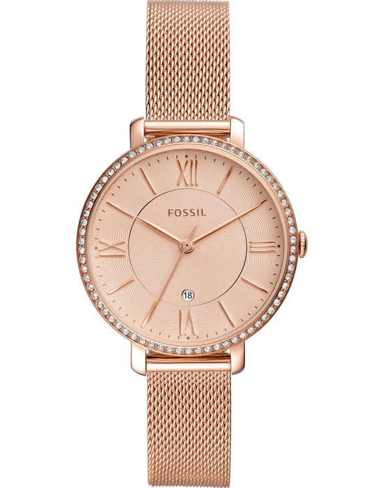 Fossil Fossil FB-01  ES4628  ES4628 кварцевые женские часы золотой циферблат, браслет сталь с ip покрытием — вид спереди