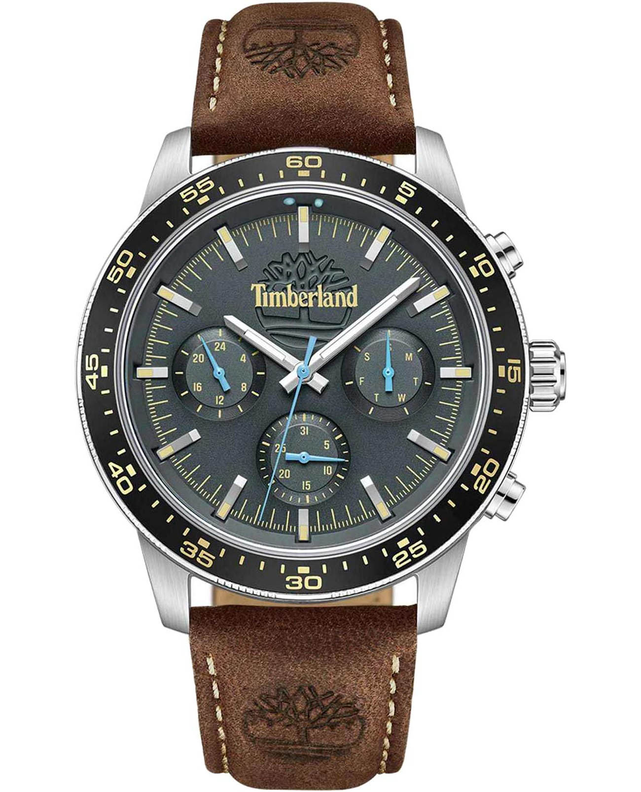 Timberland Timberland Parkman TDWGF0041301  TDWGF0041301 кварцевые мужские часы серый циферблат, браслет кожаный — вид спереди