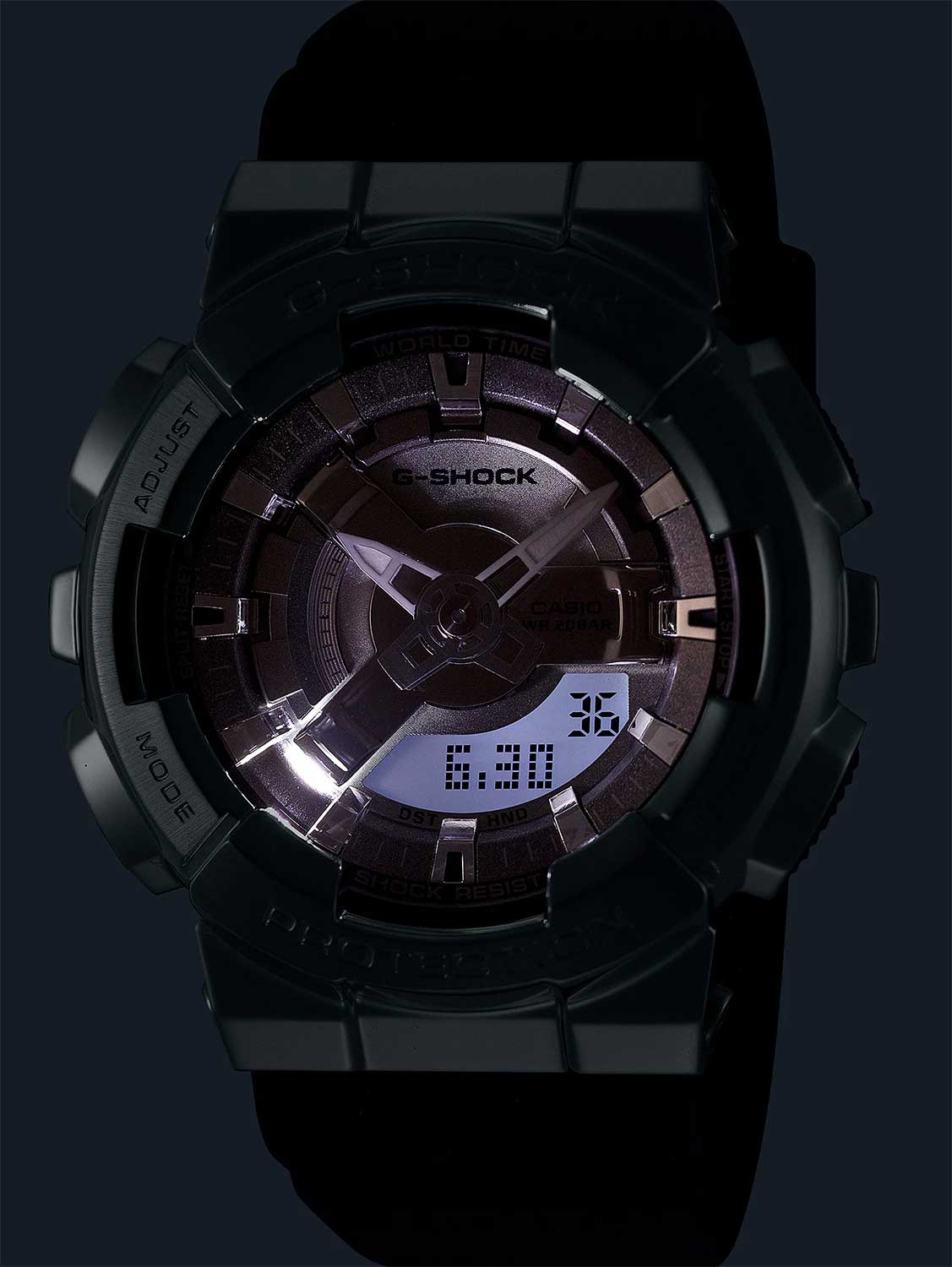 Casio Casio G-Shock GM-S110-1ADR (GM-S110-1A) электронные мужские часы часы крупный план черный циферблата