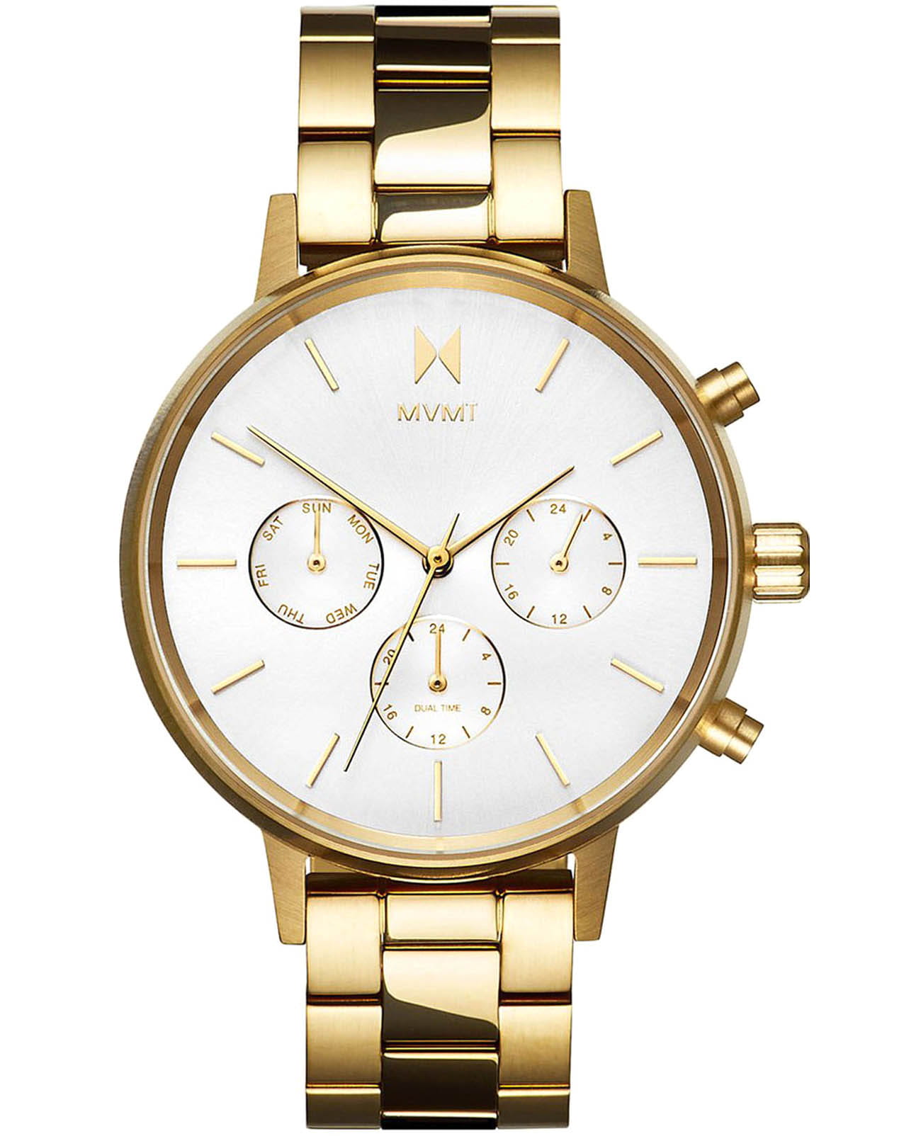 MVMT MVMT Nova D-FC01-G  D-FC01-G кварцевые женские часы белый циферблат, браслет нержавеющая сталь с ip-покрытием — вид спереди