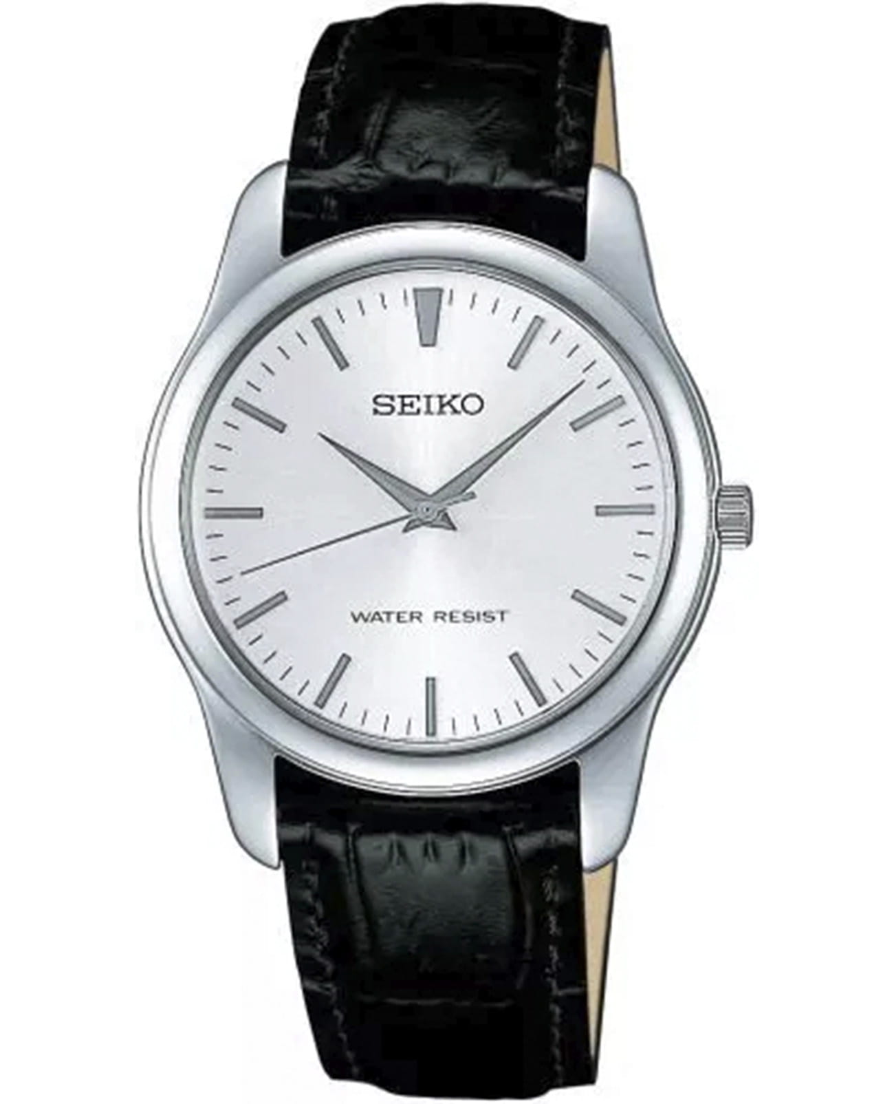 Seiko Seiko Spirit SCXP031  SCXP031 кварцевые мужские часы серебристый циферблат, браслет кожаный — вид спереди
