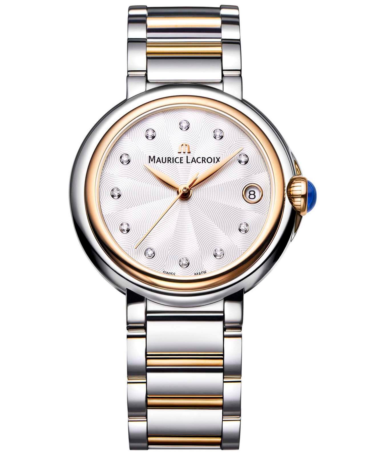 Maurice Lacroix Maurice Lacroix FIABA Date FA1004-PVP13-150-1  FA1004-PVP13-150-1 кварцевые женские часы серебристый циферблат, браслет сталь c pvd покрытием — вид спереди