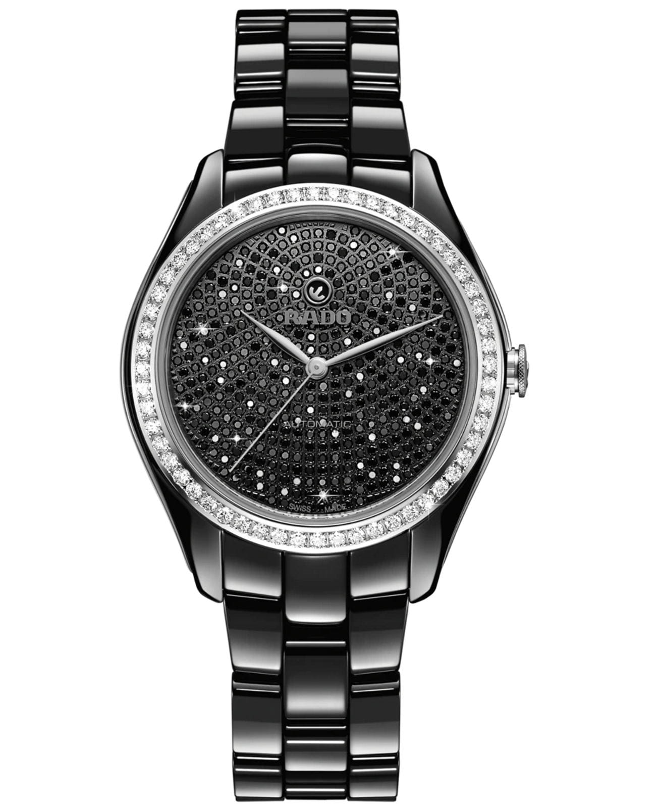 Rado Rado Hyperchrome Automatic Diamonds R32482722 Automatic R32482722 механические женские часы черный циферблат, браслет высокотехнологичная плазменная керамика + ceramos™ — вид спереди