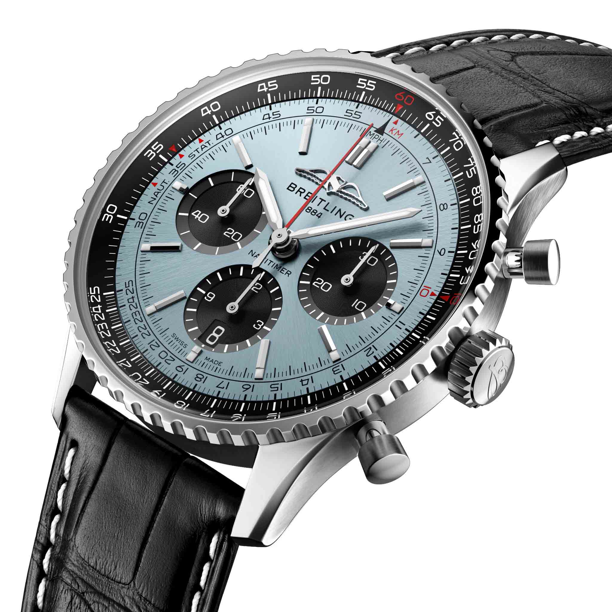 Breitling Breitling Navitimer B01 Chronograph 43 AB0138241C1P1 механические мужские часы часы крупный план голубой циферблата
